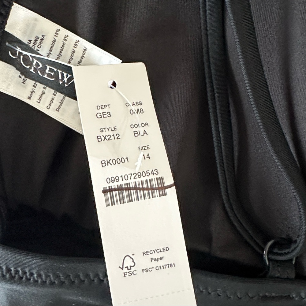 NEW J. CREW Long-torso ruched plunge one-piece swimsuit in Black Size‎ 14 - Picture 6 of 7